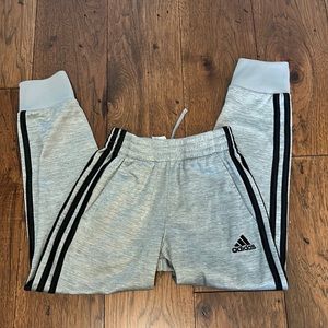 Adidas Tricot Boys Jogger Small (8) Gray with Black Stripe